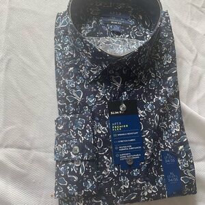Men's Blue Floral Slim Fit Shirt
